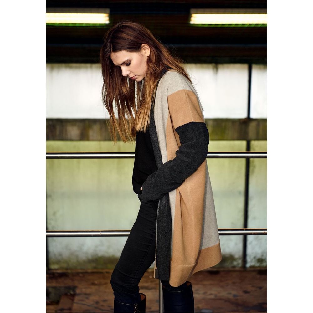 Henriette Steffensen PATCH & NO Waste CARDIGAN - 7141 - DEEP BLUE/SAND/FORREST